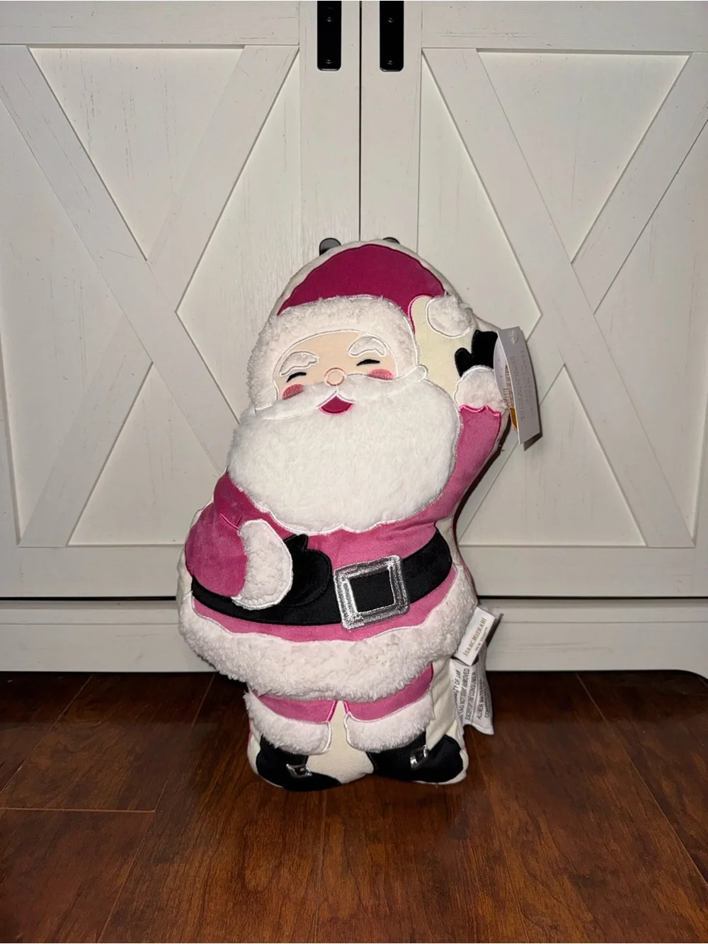 Isaac Mizrahi Pink Santa Plush Holiday Pillow Decor